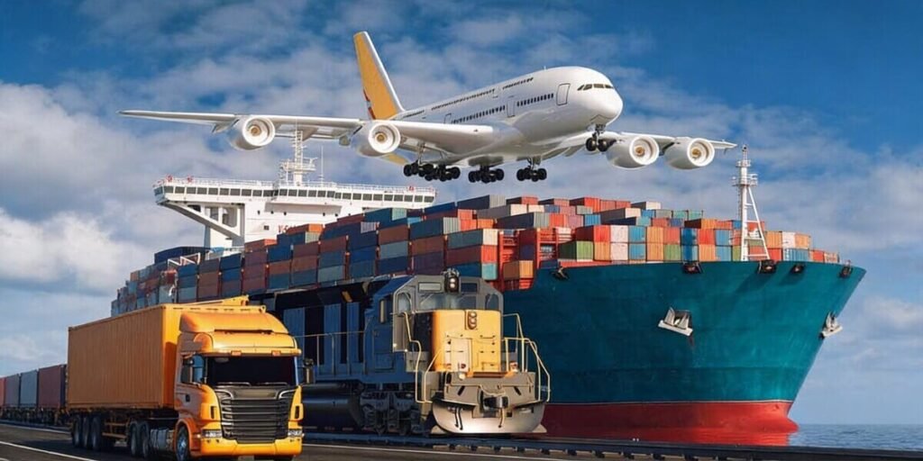 Diagram showing comprehensive export logistics solutions and services