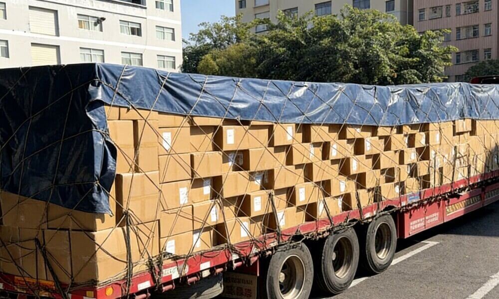 Fully loaded cargo ready for international shipping