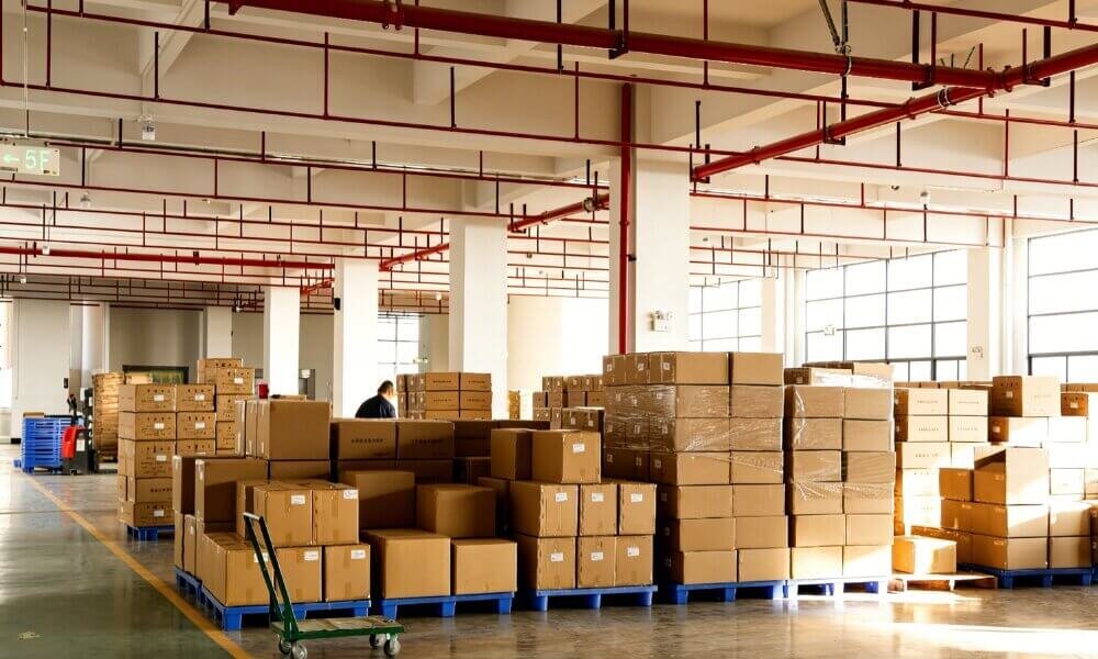 Clean and spacious logistics warehouse